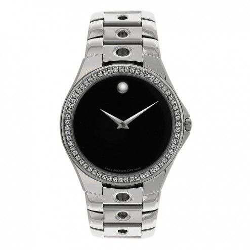 Movado Valeto Stainless Steel Watch Custom Diamond Bezel 84 G1 1890