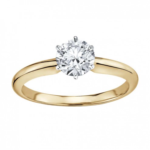 1.01 Carat GIA Certified Round Diamond Solitaire Engagement Ring 14K Yellow Gold