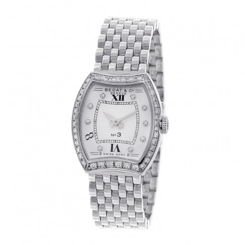 Bedat & Co. 304.031 No. 3 with Diamond Dial and Bezel Stainless Steel Ladies Watch