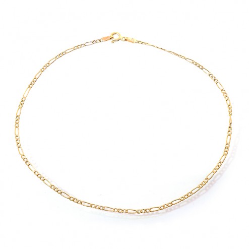 14K Yellow Gold Classic Figaro Link Ankle Bracelet