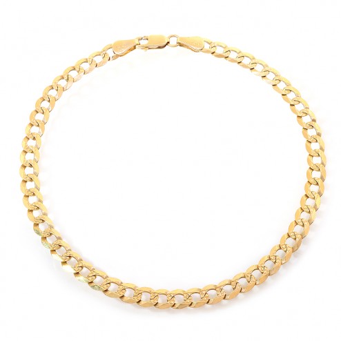 14k Yellow Gold Curb Link Chain Ankle Bracelet