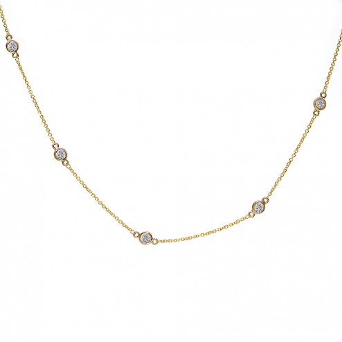 0.90 Carat Round Diamonds By The Yard Necklace In 14K Yellow Gold