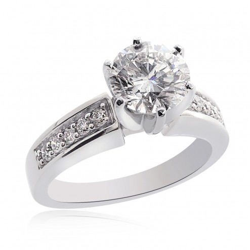 1.95 Carat J-SI3 Natural Round Cut Diamond Engagement Ring 14K White Gold 