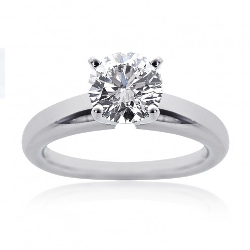 1.13 Carat G-VS2 Natural Round Cut Diamond Engagement Solitaire Ring Platinum