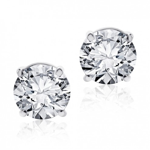 1.55 Carat Round Cut Diamond Stud Earrings F-G/VS2 14K White Gold