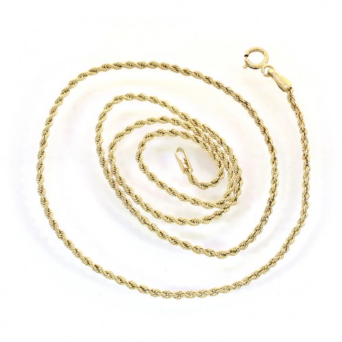 1.60mm 10K Yellow Gold Semi Hollow Rope Chain