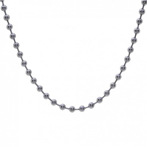Bead Chain Necklace 14K White Gold 24" 38.3 Grams