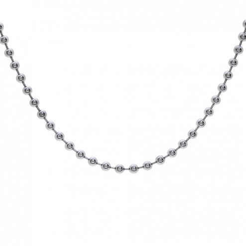 Bead Chain Necklace 14K White Gold 24" Made in Italy