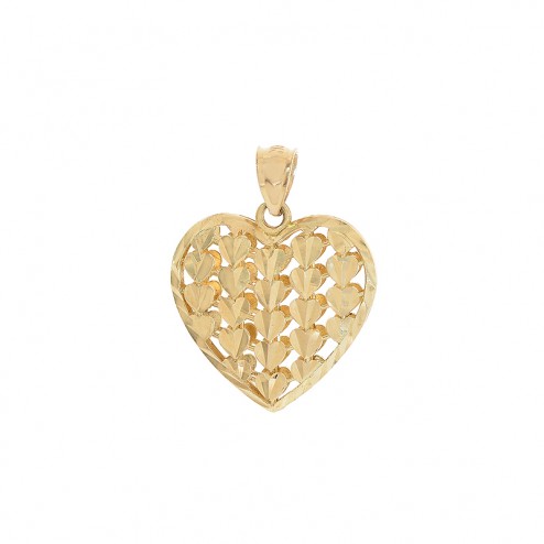 Heart Pendant 14K Yellow Gold Diamond Cut