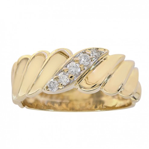 0.15 Carat Diamond Men's Wedding Band 14K Yellow Gold Ring