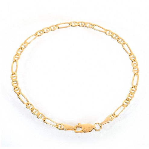 3.2mm 14K Yellow Gold Figarucci Link Chain Bracelet Italy