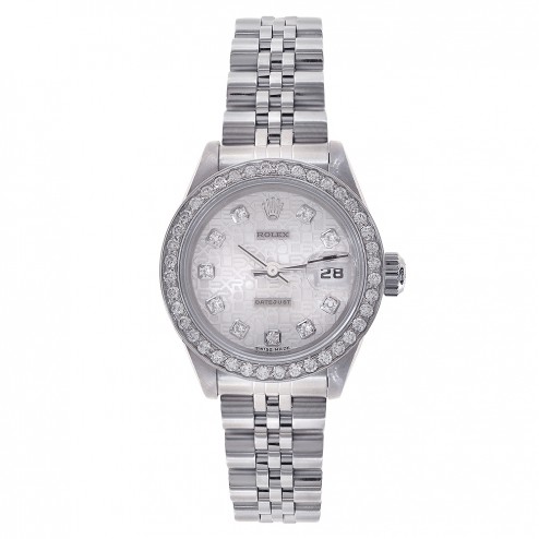 Rolex Ladies Datejust 26 Stainless Steel Watch Custom Diamond Bezel Jubilee Dial 179174