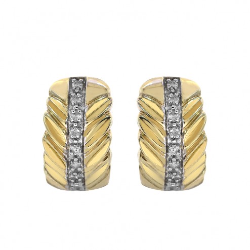 0.15 Carat Round Pave Diamond Huggy Earrings in 14K Yellow Gold
