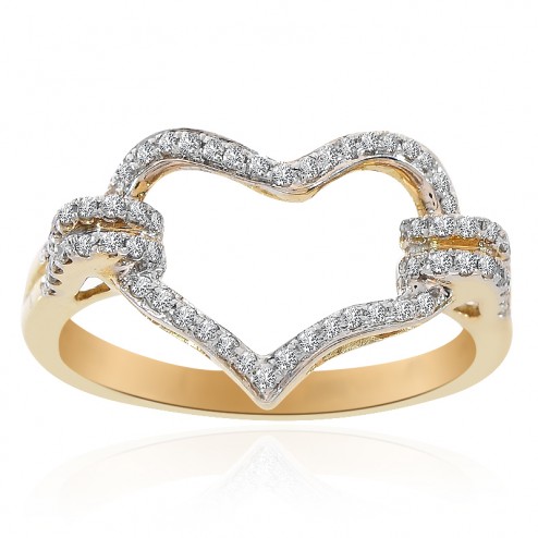 0.30 Carat Round Cut Diamond Heart Ring 14K Yellow Gold