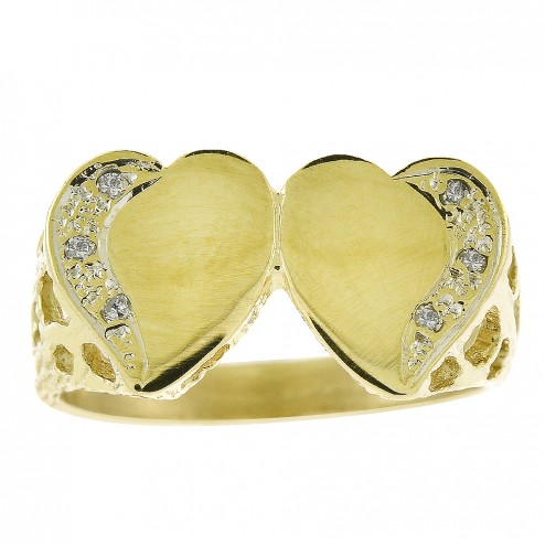 0.06 Carat Round Cut Diamond Heart Ring 14K Yellow Gold