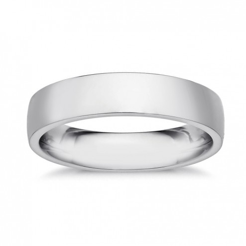 4.0mm 14K White Gold Comfort Fit Wedding Band Ring