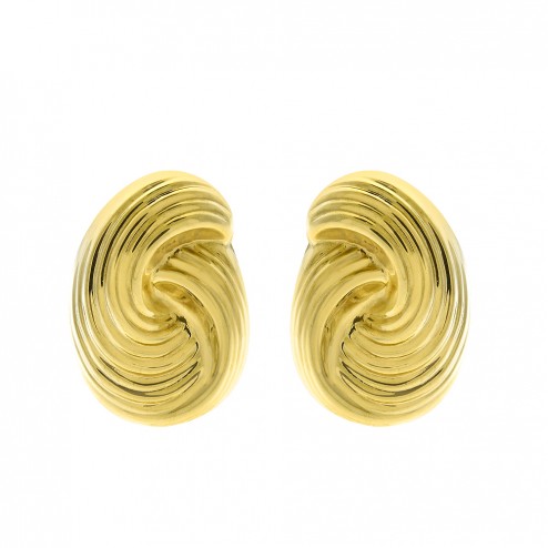14K Yellow Gold Modern Twisted Omega Back Earrings Italy 6.9gram