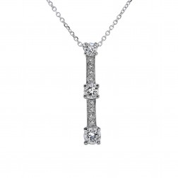 0.85 Carat Round Diamond Journey Pendant on Cable Link Chain 14k White Gold 