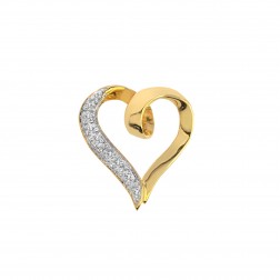 0.05 Carat Round Cut Diamond Ribbon Heart Pendant 10K Yellow Gold 