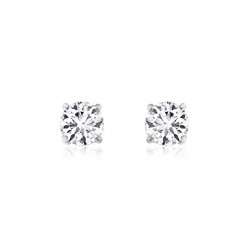 AGS Certified 0.50 CTTW Round Brilliant Diamond Screw Back Studs K-L/SI2-I1 14K White Gold