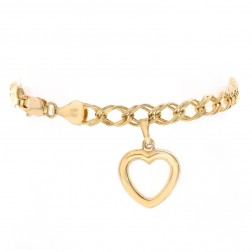 5.2 mm 14K Yellow Gold Heart Charm Link Bracelet 