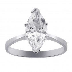 3.00 Carat Marquise Cut CZ Engagement Ring 14K White Gold