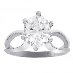 2.50 Carat Oval Cut Engagement CZ Ring 14K White Gold