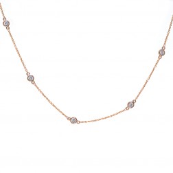 0.45 Carat Round Cut Diamonds By The Yard Necklace 14K Rose Gold