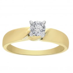0.25 Carat Round Diamond Engagement Ring 14K Yellow Gold