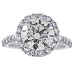 4.90 Carat Round Cut Diamond Halo Engagement Ring Platinum