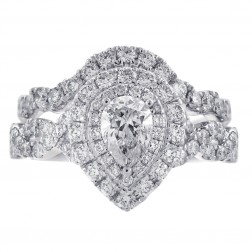 1.85 Neil Lane Pear Diamond Engagement Bridal Wedding Set Ring 14K White Gold