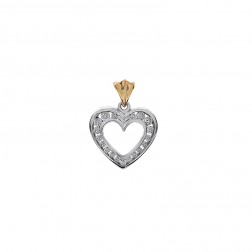 0.45 Carat Round Cut Diamond Heart Pendant 14K Two Tone Gold