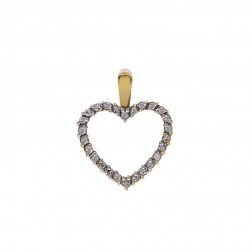 0.20 Carat Round Cut Diamond Heart Pendant in 10K Yellow Gold