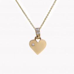 0.20 Carat Round Cut Diamond Puffy Heart Pendant Necklace 14K Yellow Gold