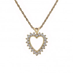 0.60 Carat Diamond Heart Pendant Necklace 14K Yellow Gold 