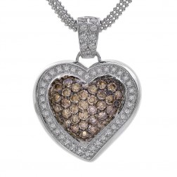 2.00 Carat Round Cut Diamond Heart Pendant Necklace 14K White Gold