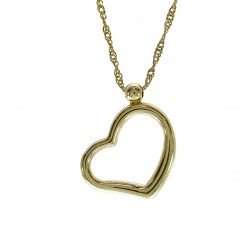 Heart Shape Pendant Necklace 14K Yellow Gold