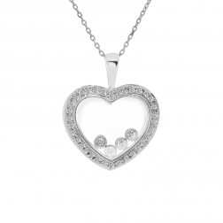 0.50 Carat Round Diamond Baubles Heart Pendant on Cable Chain 18K White Gold