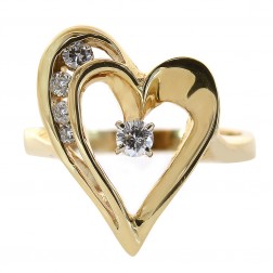 0.20 Carat Round Cut Diamond Heart Ring 14K Yellow Gold