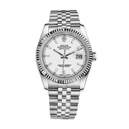 Rolex Datejust 36 Steel & 18K White Gold Watch White Index Dial 116234 