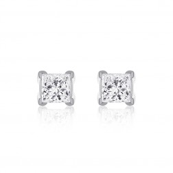 1.50 Carat Princess Cut Diamond G/SI2 Stud Earrings 14K White Gold 