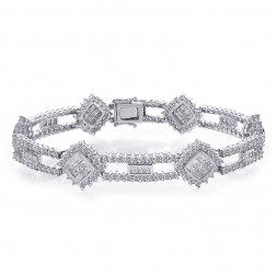10.55 Carat Round Brilliant & Princess Cut Diamond Bracelet 18K White Gold