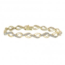 1.00 Carat Round Cut Diamond Fancy Link Bracelet 14K Yellow Gold
