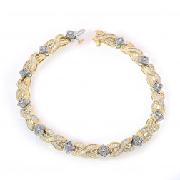 2.00 Carat Round & Baguette Cut Diamond XO Link Bracelet 14K Two Tone Gold