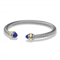 David Yurman Sterling Silver Cable Classic Bracelet With Lapis Lazuli And 14k Yellow Gold
