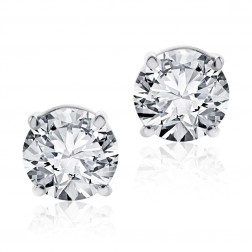 1.00 Carat Round Cut Diamond Stud Earrings F-G/VS2, SI1 14K White Gold