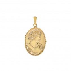 14k Yellow Gold Large Oval Cameo Charm 