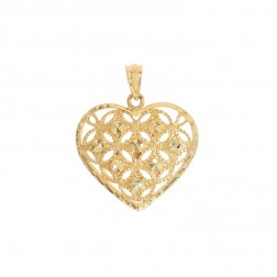 Heart Pendant 14K Yellow Gold Diamond Cut