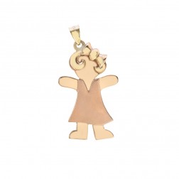 14K Two Tone Gold Girl Charm