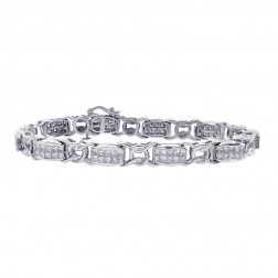 6.00 Carat Invisible Set Princess Cut Diamond Bracelet 14K White Gold